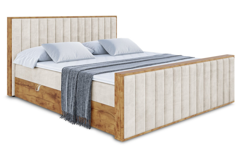 Łóżko kontynentalne z pojemnikiem i materacem H4 - LOLLI4-Z - 180x200 cm 666307