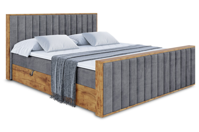 Łóżko kontynentalne z pojemnikiem i materacem H4 - LOLLI4-Z - 200x200 cm 666442