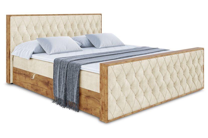Łóżko kontynentalne z pojemnikiem i materacem H4 - LOLLI5-Z - 120x200 cm 666394