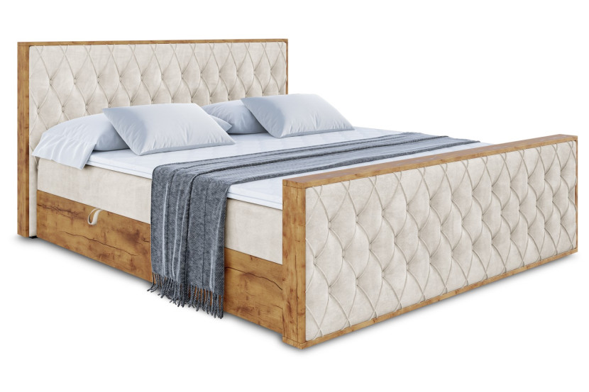 Łóżko kontynentalne z pojemnikiem i materacem H4 - LOLLI5-Z - 140x200 cm 666281
