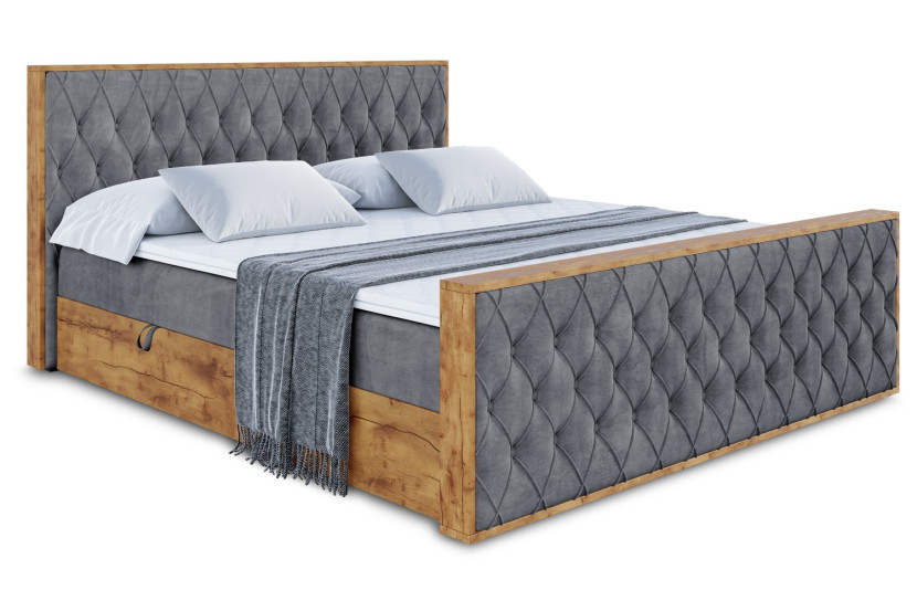 Łóżko kontynentalne z pojemnikiem i materacem H4 - LOLLI5-Z - 160x200 cm 666331