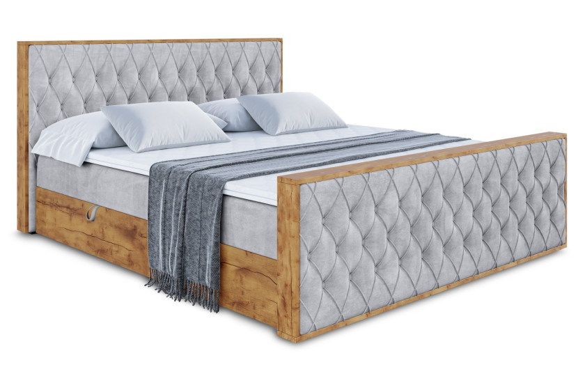 Łóżko kontynentalne z pojemnikiem i materacem H4 - LOLLI5-Z - 180x200 cm 666340