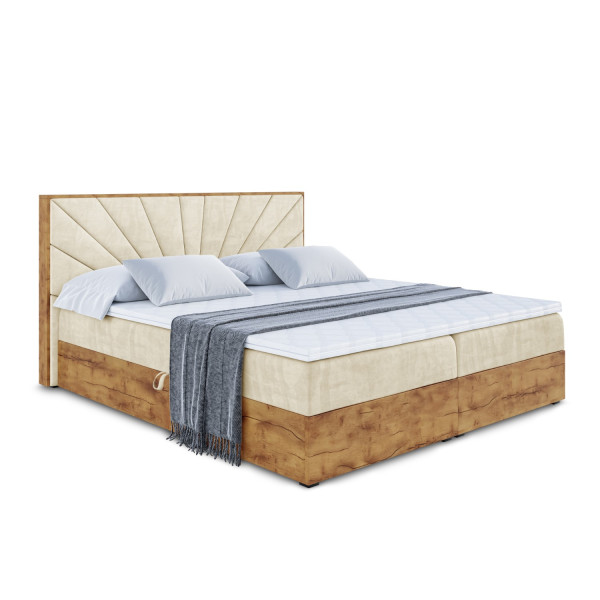 Łóżko kontynentalne z pojemnikiem i materacem H4 LOLLI6 - 160x200cm 127847