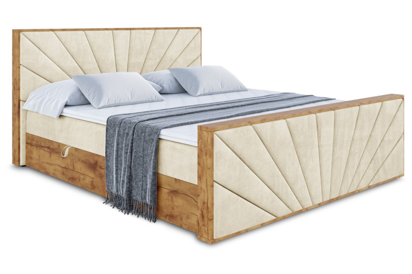 Łóżko kontynentalne z pojemnikiem i materacem H4 - LOLLI6-Z - 120x200 cm 665766