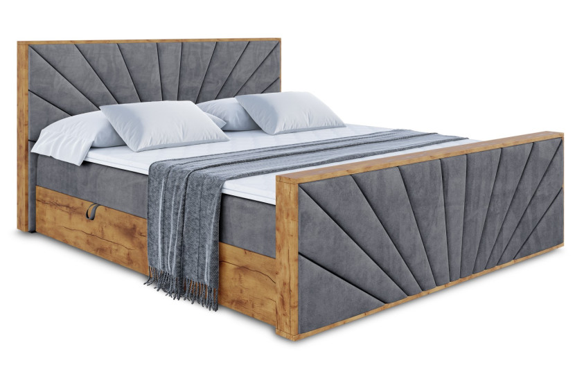 Łóżko kontynentalne z pojemnikiem i materacem H4 - LOLLI6-Z - 140x200 cm 665776