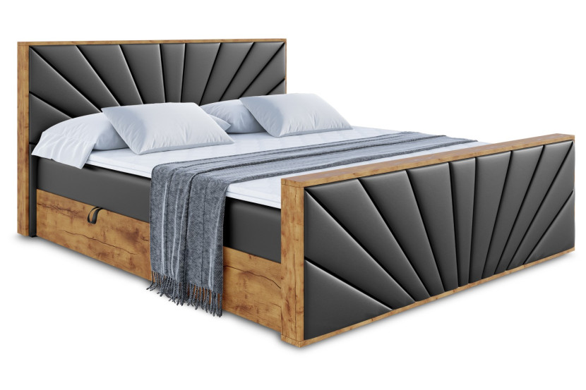 Łóżko kontynentalne z pojemnikiem i materacem H4 - LOLLI6-Z - 140x200 cm 666444