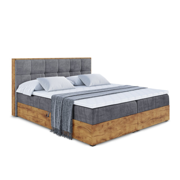 Łóżko kontynentalne z pojemnikiem i materacem H4 LOLLI7 - 120x200cm 128931