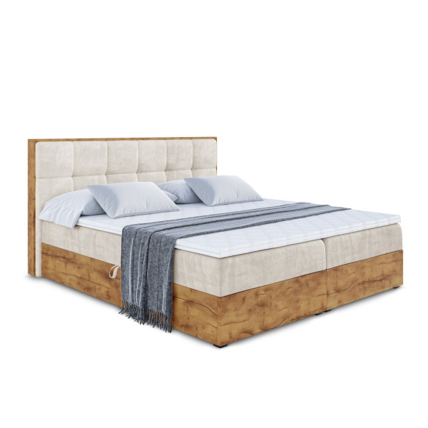 Łóżko kontynentalne z pojemnikiem i materacem H4 LOLLI7 - 200x200cm 129243
