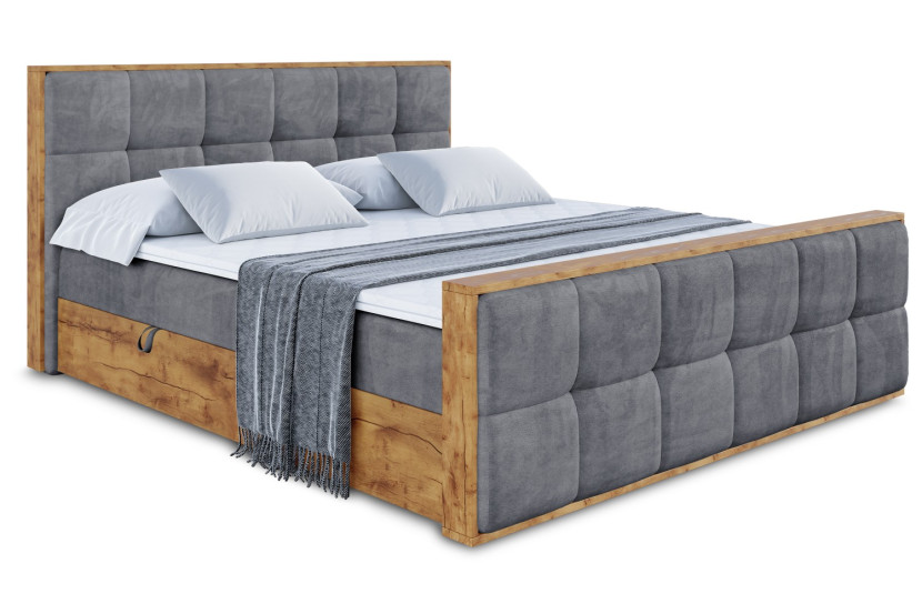 Łóżko kontynentalne z pojemnikiem i materacem H4 - LOLLI7-Z - 120x200 cm 665761