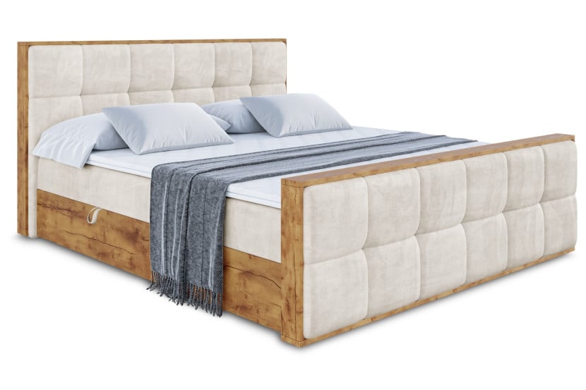 Łóżko kontynentalne z pojemnikiem i materacem H4 - LOLLI7-Z - 180x200 cm 665682