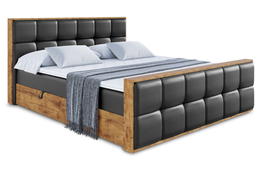 Łóżko kontynentalne z pojemnikiem i materacem H4 - LOLLI7-Z - 180x200 cm 666377
