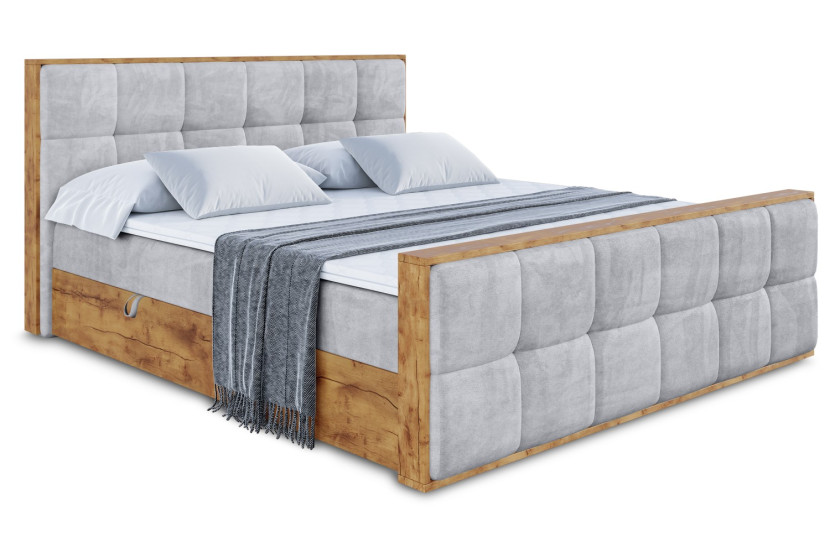 Łóżko kontynentalne z pojemnikiem i materacem H4 - LOLLI7-Z - 180x200 cm 666397