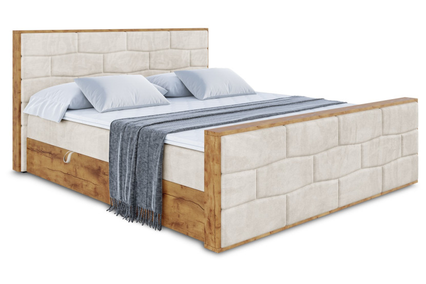 Łóżko kontynentalne z pojemnikiem i materacem H4 - LOLLI8-Z - 120x200 cm 665450