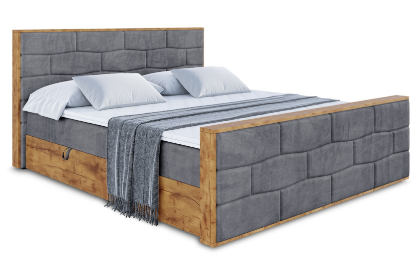 Łóżko kontynentalne z pojemnikiem i materacem H4 - LOLLI8-Z - 140x200 cm 665429