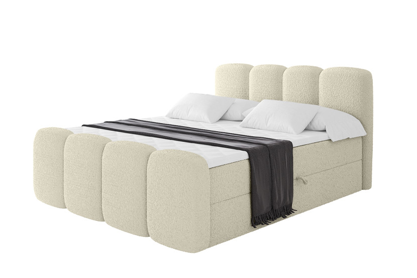 Łóżko kontynentalne z pojemnikiem i materacem H4 NINA-Z - 200x200cm 901385