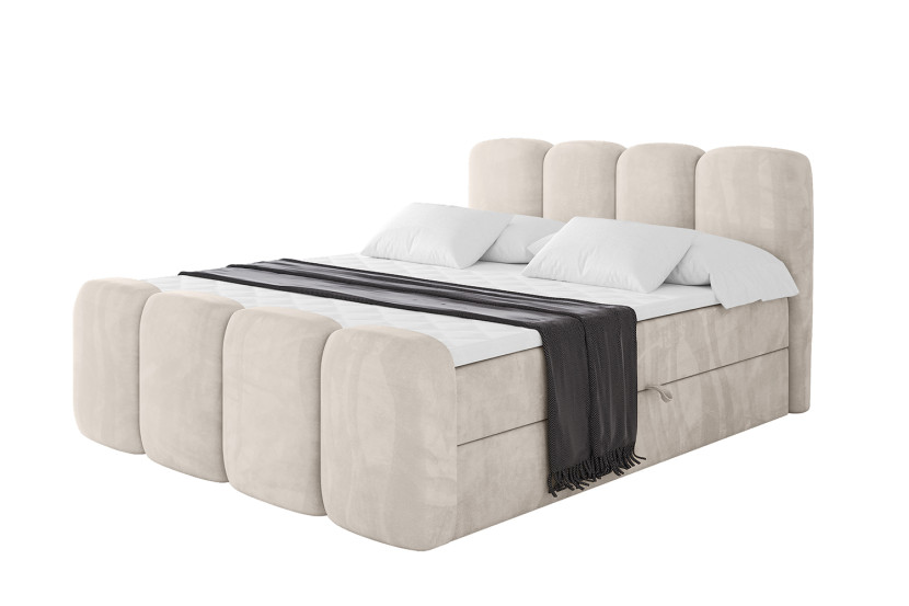 Łóżko kontynentalne z pojemnikiem i materacem H4 NINA-Z - 200x200cm 901338