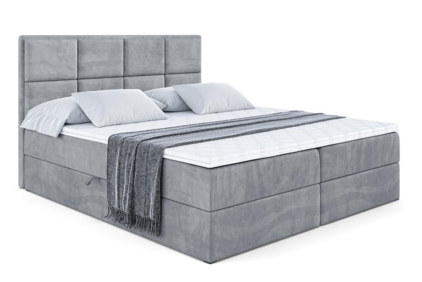 Łóżko kontynentalne z pojemnikiem i materacem H4 NOVA - 200x200cm 127548