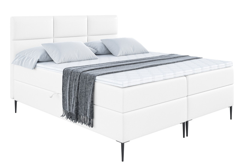 Łóżko kontynentalne z pojemnikiem, materacem i nóżkami OHIO-FC 160x200 cm 745802