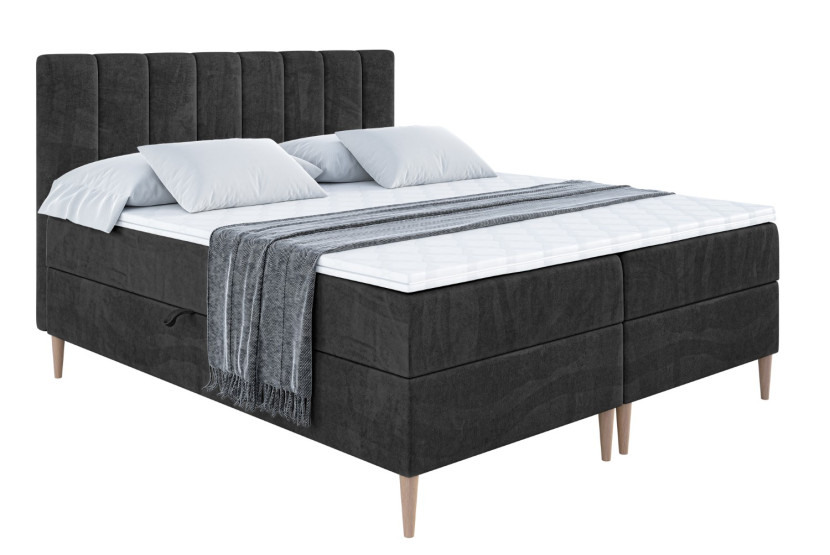 Łóżko kontynentalne z pojemnikiem, materacem i nóżkami OTTA-FD 160x200 cm 746335