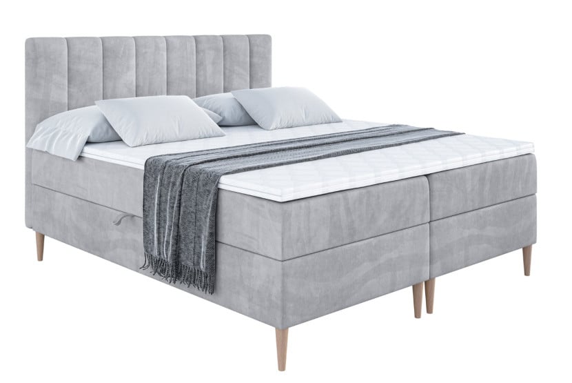 Łóżko kontynentalne z pojemnikiem, materacem i nóżkami OTTA-FD 180x200 cm 746644