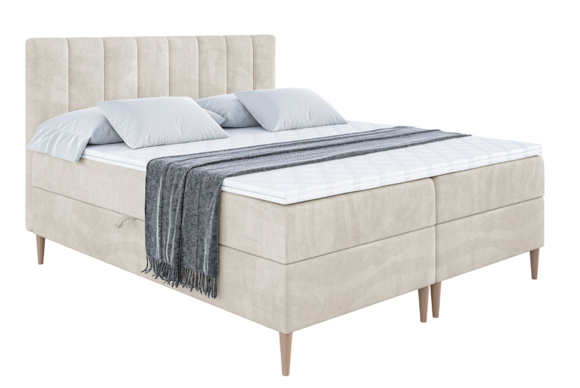Łóżko kontynentalne z pojemnikiem, materacem i nóżkami OTTA-FD 180x200 cm 744717