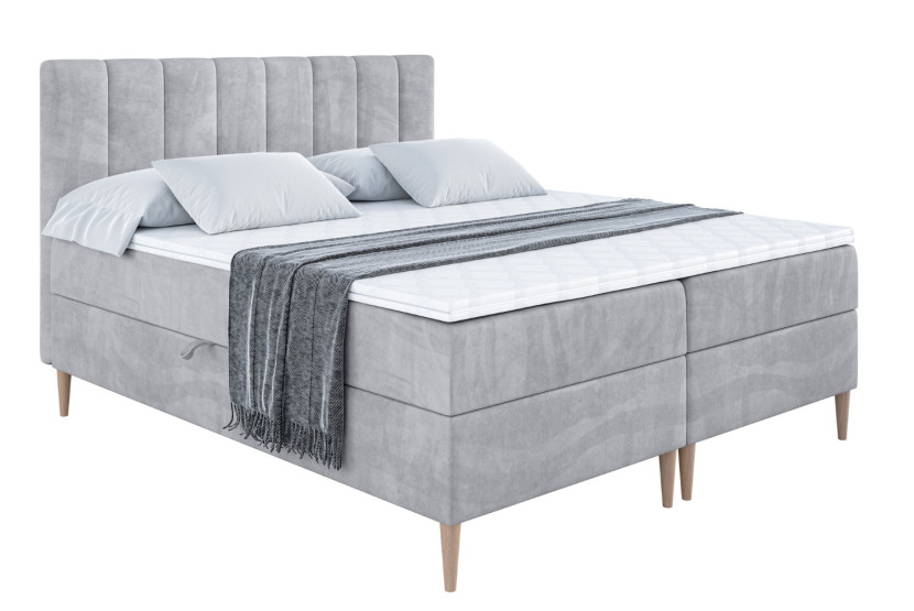 Łóżko kontynentalne z pojemnikiem, materacem i nóżkami OTTA-FD 200x200 cm 746048