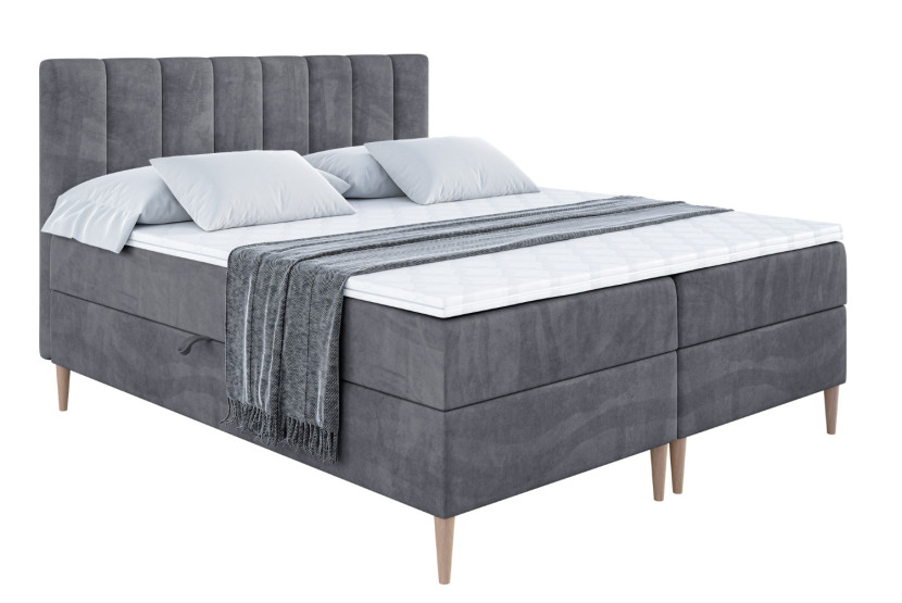 Łóżko kontynentalne z pojemnikiem, materacem i nóżkami OTTA-FD 200x200 cm 747072