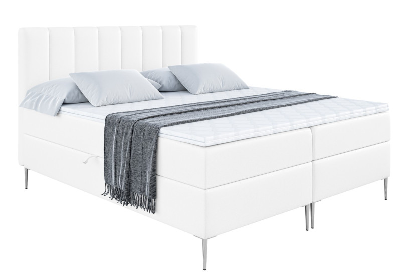 Łóżko kontynentalne z pojemnikiem, materacem i nóżkami OTTA-FS 200x200 cm 747264