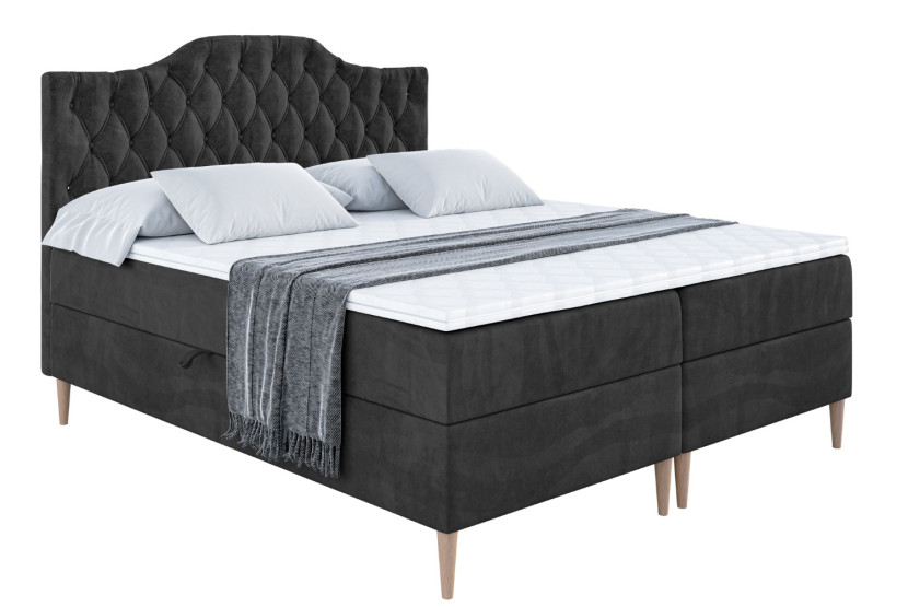 Łóżko kontynentalne z pojemnikiem, materacem i nóżkami VILA1-FD 180x200 cm 611910