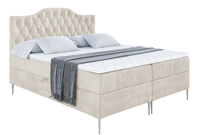 Łóżko kontynentalne z pojemnikiem, materacem i nóżkami VILA1-FS 180x200 cm 616495