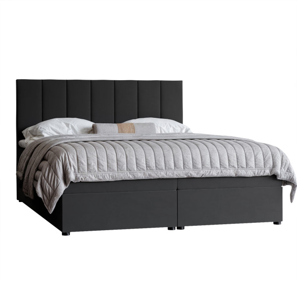 Łóżko kontynentalne ZELTO z pojemnikiem i topperem|140x200 Czarne 702382