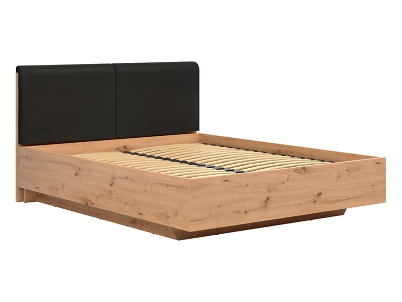 Łóżko Lamea 160x200 z pojemnikiem i stelażem otwieranym od boku dąb artisan/czarny 769811
