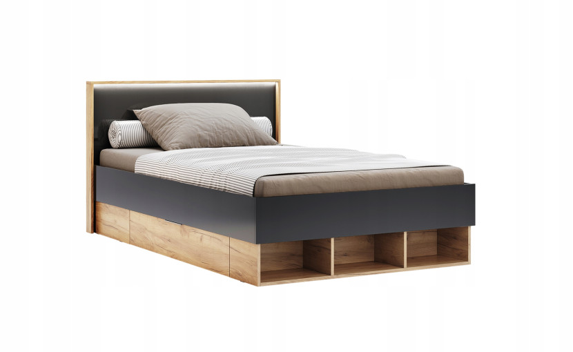 Łóżko Lana 140cm z oświetleniem led i szufladami 262517