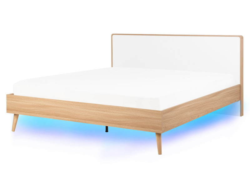 Łóżko LED drewniane 160x200 jasny brąz 63625