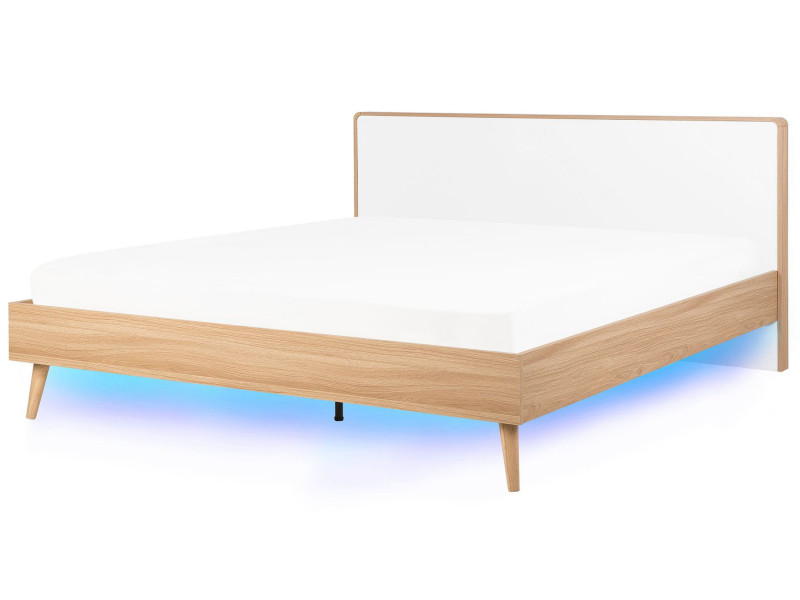 Łóżko LED drewniane 180x200 jasny brąz 138159