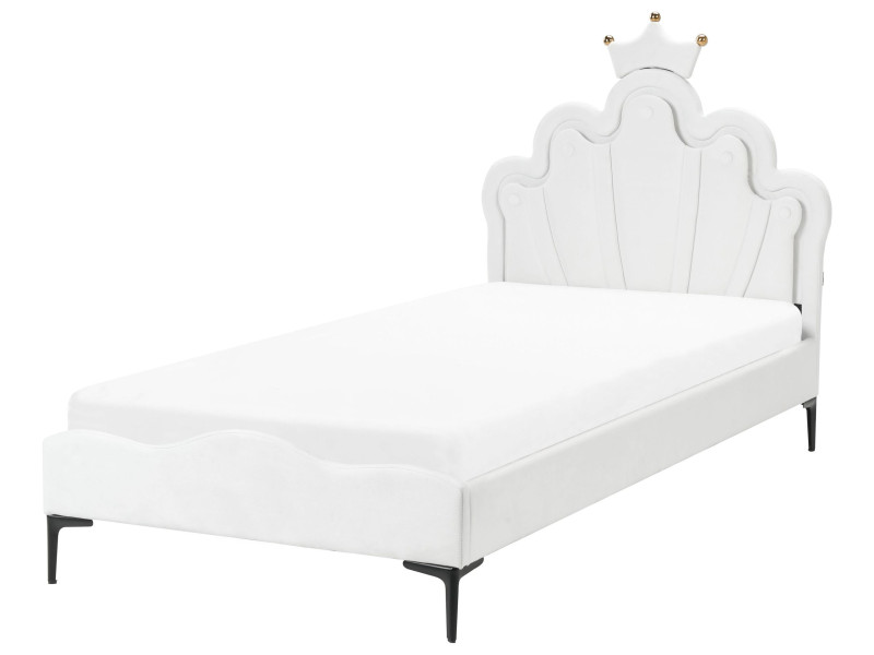 Łóżko LED welurowe 90 x 200 cm białe RUBIAN 729930