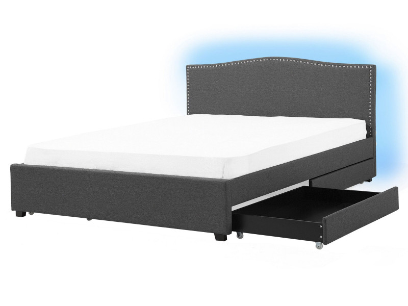 Łóżko LED z pojemnikiem rama 160x200 szare 64890