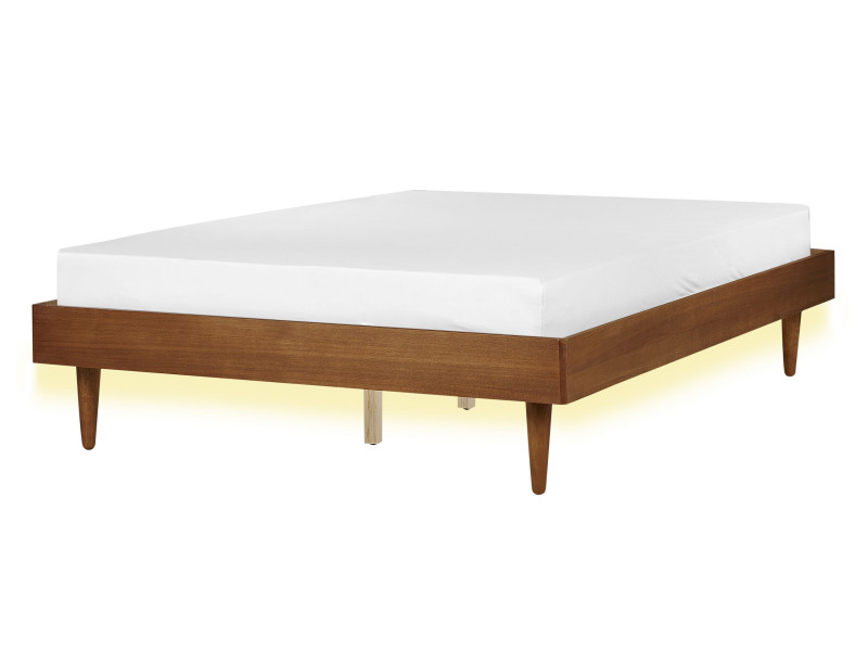 Łóżko LED ze stelażem 140 x 200 cm jasne drewno 299725