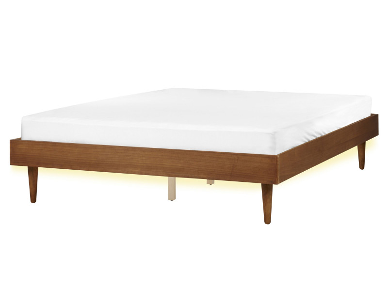 Łóżko LED ze stelażem 160 x 200 cm jasne drewno 299723