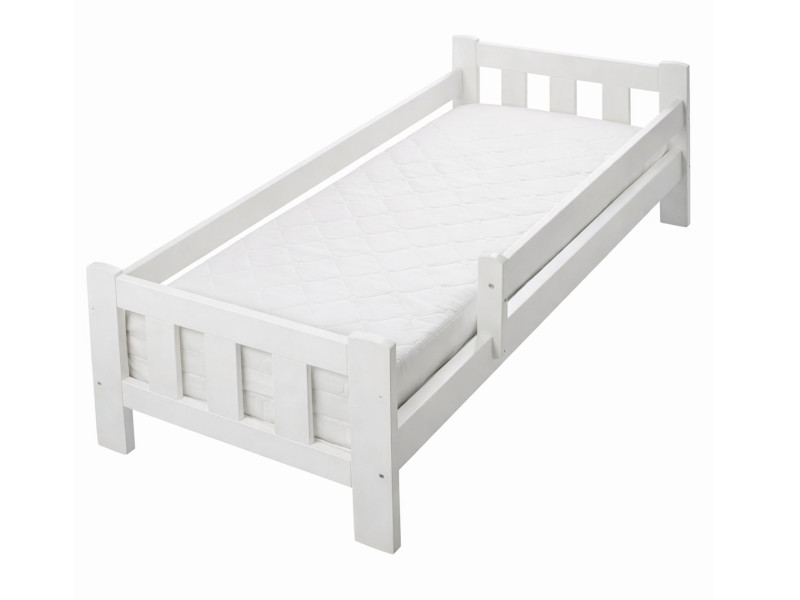 Łóżko Lumi 80x180 drewniane z materacem, kolor biały 970238