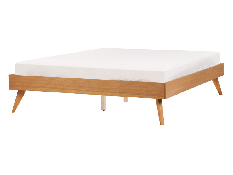 Łóżko MDF ze stelażem 140 x 200 cm jasne drewno 299716