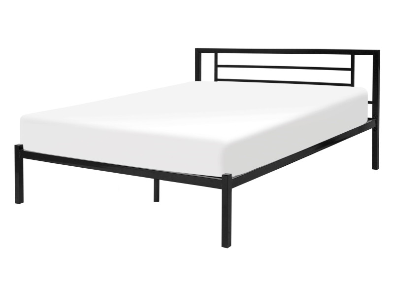 Łóżko metalowe 140x200 cm ze stelażem czarne 63663