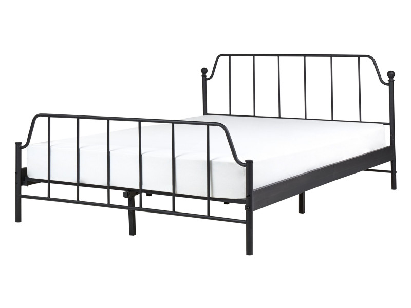 Łóżko metalowe 140x200 cm ze stelażem czarne 489771