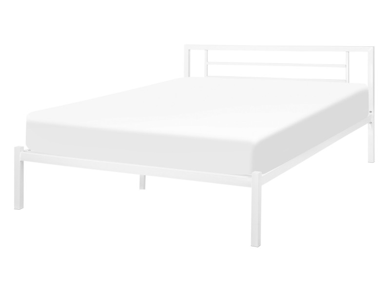 Łóżko metalowe 140x200 ze stelażem białe 135046