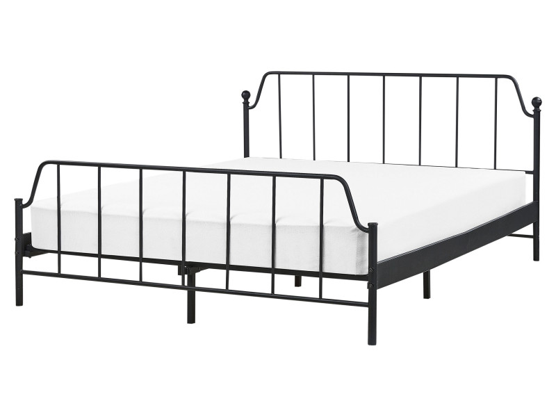 Łóżko metalowe 160x200 cm ze stelażem czarne 299787