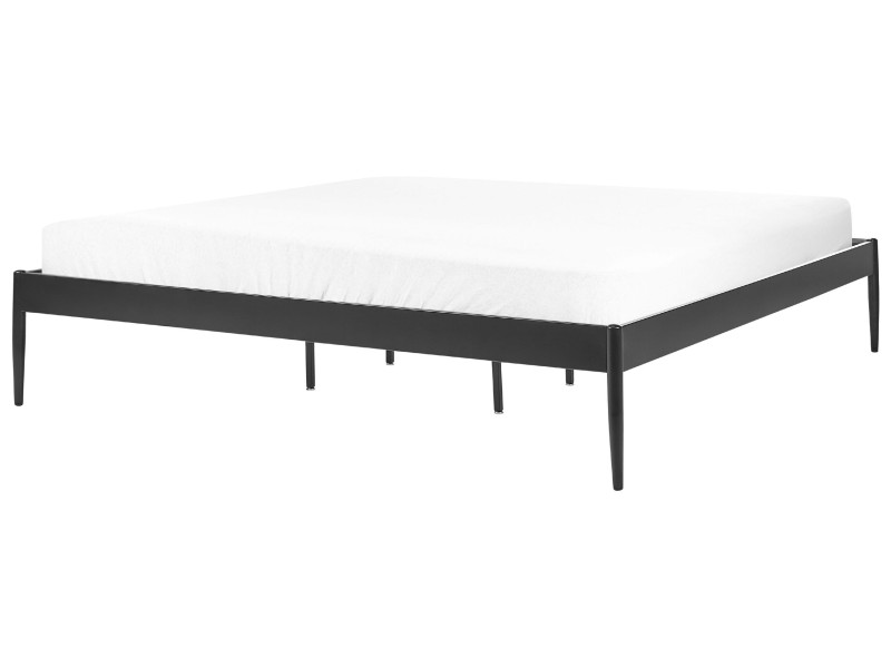 Łóżko metalowe 180 x 200 cm ze stelażem czarne 76134