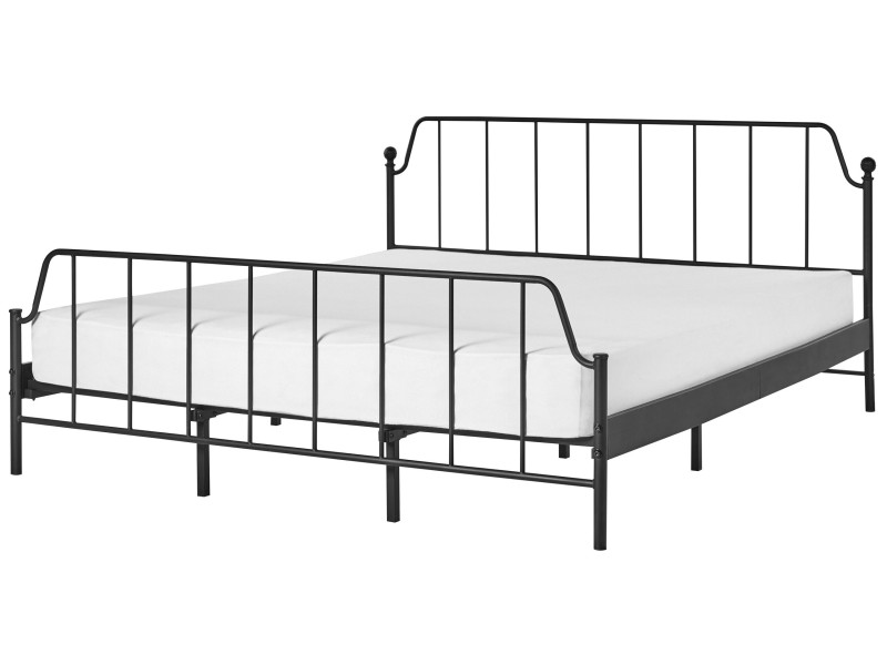 Łóżko metalowe 180x200 cm ze stelażem czarne 489773