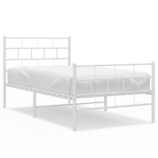 Łóżko Metalowe Białe Rama Łóżka Ze Stelażem Do Pokoju Sypialni 100x190 cm 824462