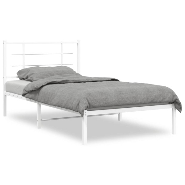Łóżko Metalowe Białe Rama Łóżka Ze Stelażem Do Pokoju Sypialni 100x190 cm 824541