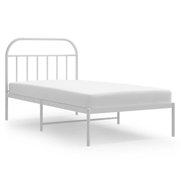 Łóżko Metalowe Białe Rama Łóżka Ze Stelażem Do Pokoju Sypialni 100x200 cm 824464